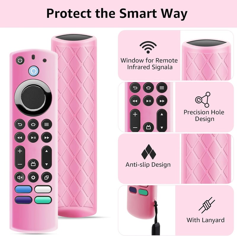OneBom (2Pcs) Silicone Remote Case Glow in The Dark for Firetv 4K Max (2nd)/Insignia/Pioneer/Omni (QLED) Series with Lanyard, Lightweight Anti-Slip Shockproof(Glow Green&Glow Pink) - Image 3